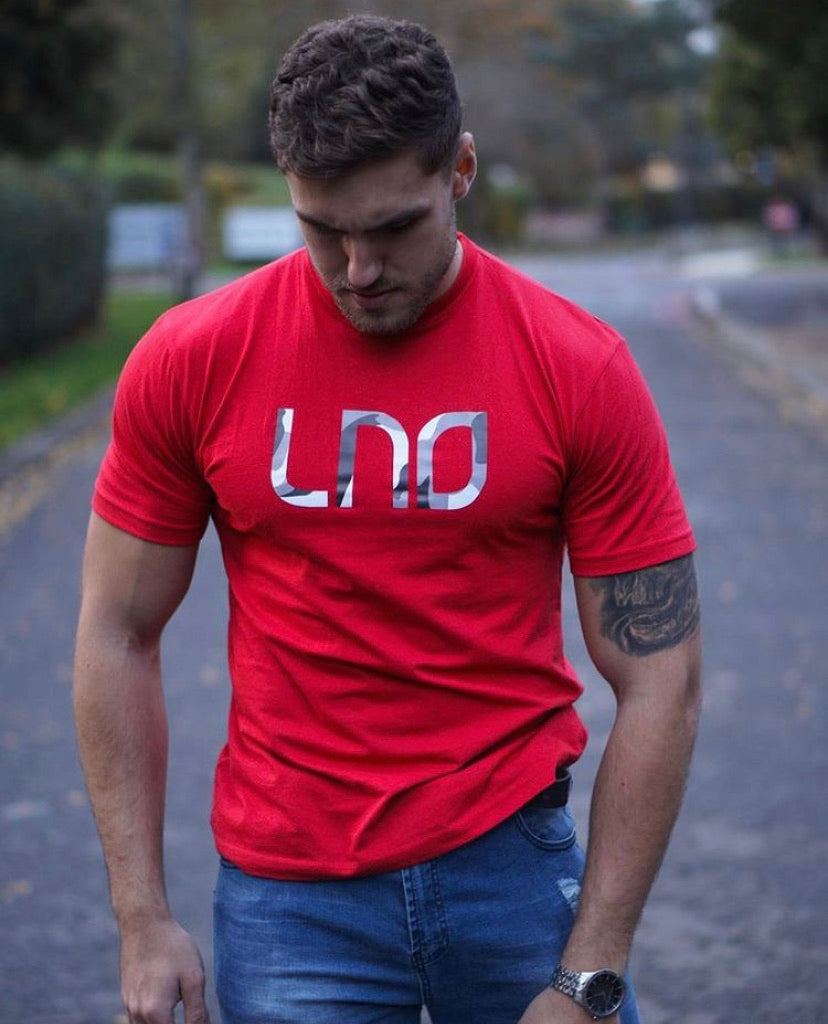 Red T-shirt, Camo print